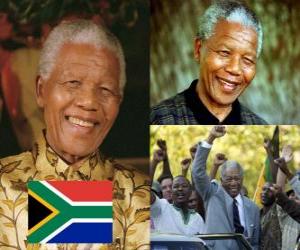 Puzzle Ο Νέλσον Μαντέλα στη χώρα του, γνωστή ως Madiba, ήταν ο πρώτος δημοκρατικά εκλεγμένος πρόεδρος της Νότιας Αφρικής με καθολική ψηφοφορία.
